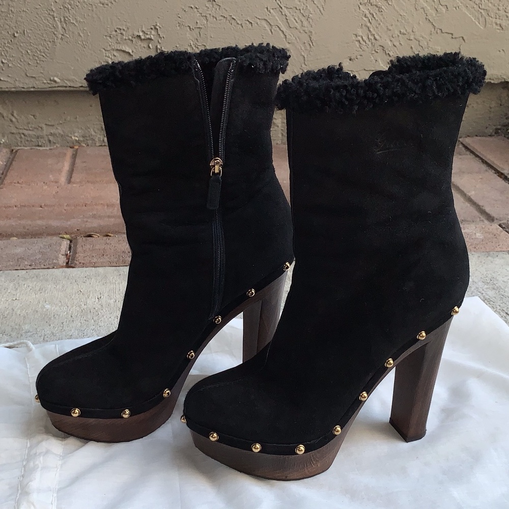 Gucci Black Suede Leather Boots